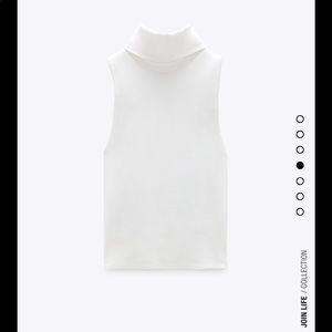 High collar ribbed top (white)